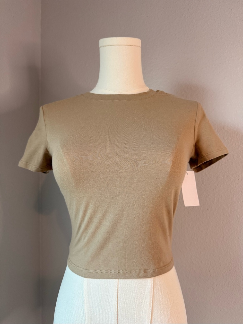 NWT Zine Tan Open Back Buckle Crop Top Size Small